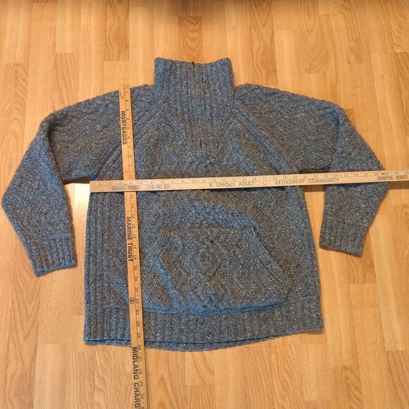 Nua Sweater Womens Large Gray Merino Wool Cashmere 1/4 Zip Ireland - Picture 2 of 9